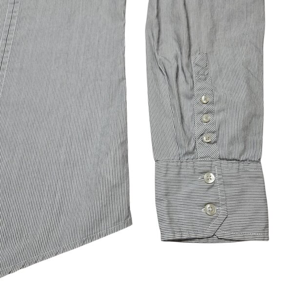 G by Guess Shirt Mens XL Gray Button Up Pinstripe Long Sleeve Pockets Western - Picture 9 of 14